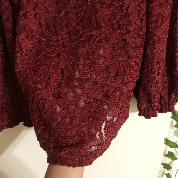 Free People Sweet Talker Lace Maroon Burgundy Top - Picture 3 of 8